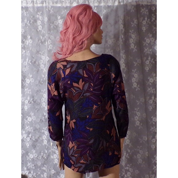 Vintage 80s Floral Blouse 1980s Dark Romantic Whimsigoth Top Size Medium - Picture 4 of 10
